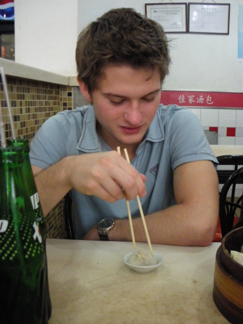 Alex honing his chopstick skills